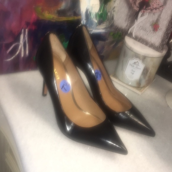 COACH pointed black leather heels 7.5 - Picture 2 of 6